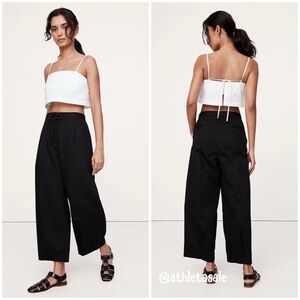 NWT Banana Republic High-Rise Pleated Cotton Poplin Cropped Pant | Black